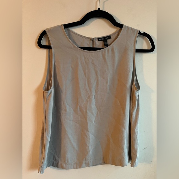 Eileen Fisher 100% Silk Grey Sleeveless Tank Blouse Size XS - Picture 1 of 6